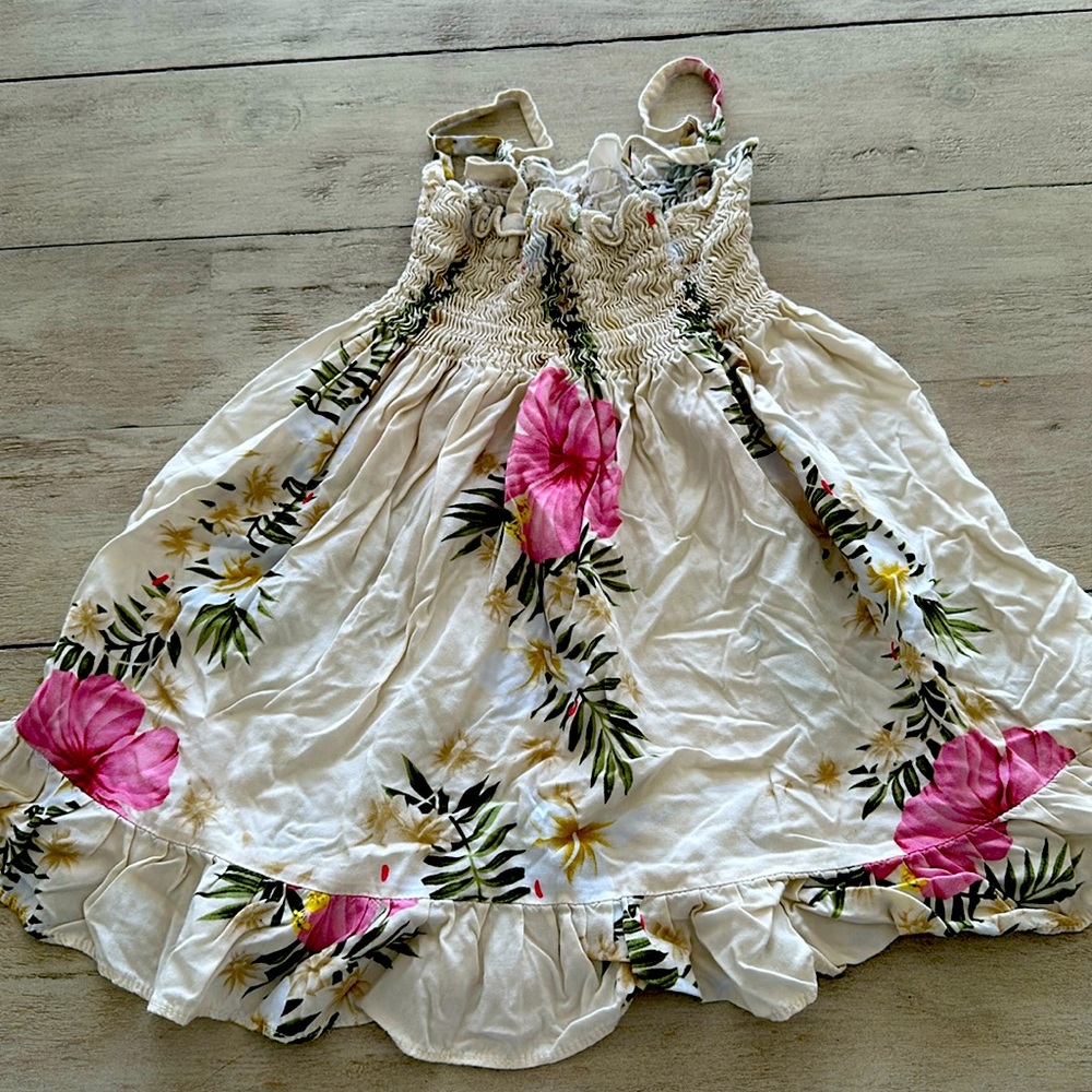 Floral Kids Casual Dress - Pink and White